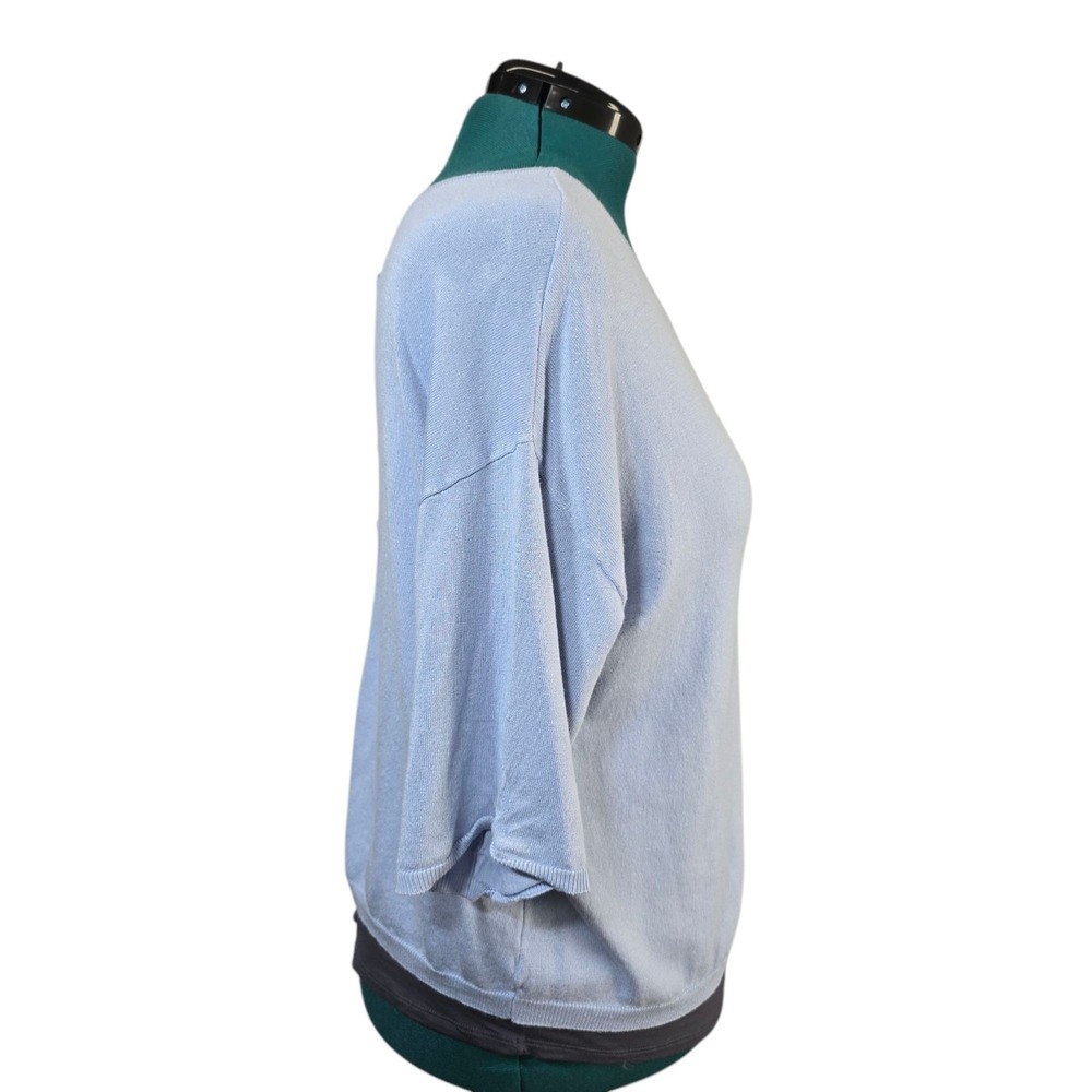 Lascana Women's Blue Short Sleeve Back Button Sweater Round Neck Size 10/12 - Picture 4 of 13